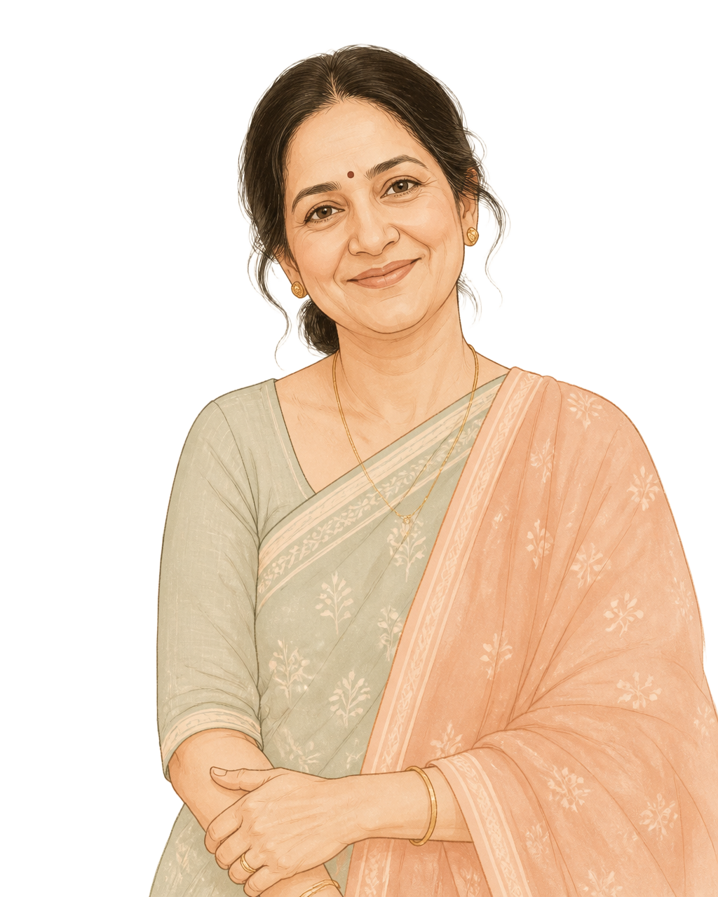 Illustrated portrait of the mother behind Mom's Kitchen